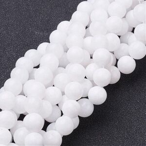 8MM White Jade Beads-ONE Gemstone Bead Strand-Jewelry Making Supplies Crafts NWT